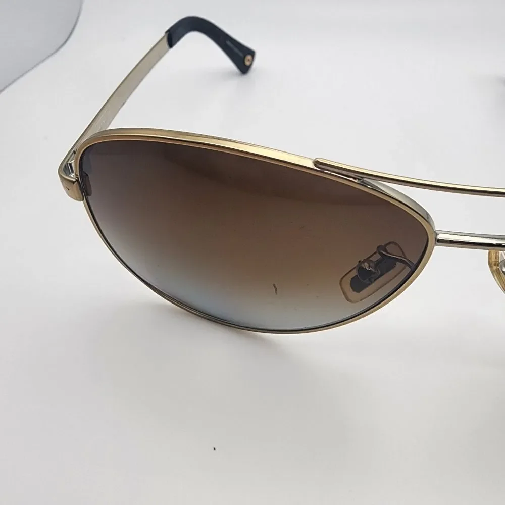 Coach Stefanie Gold & Brown Aviator Polarized Sunglasses
